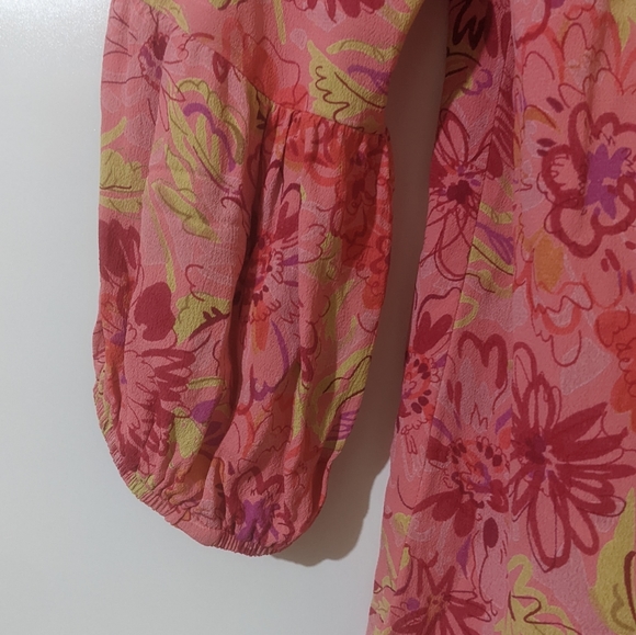 Loco Lindo Pink Floral Off Shoulder Blouse Size Large - Picture 2 of 6